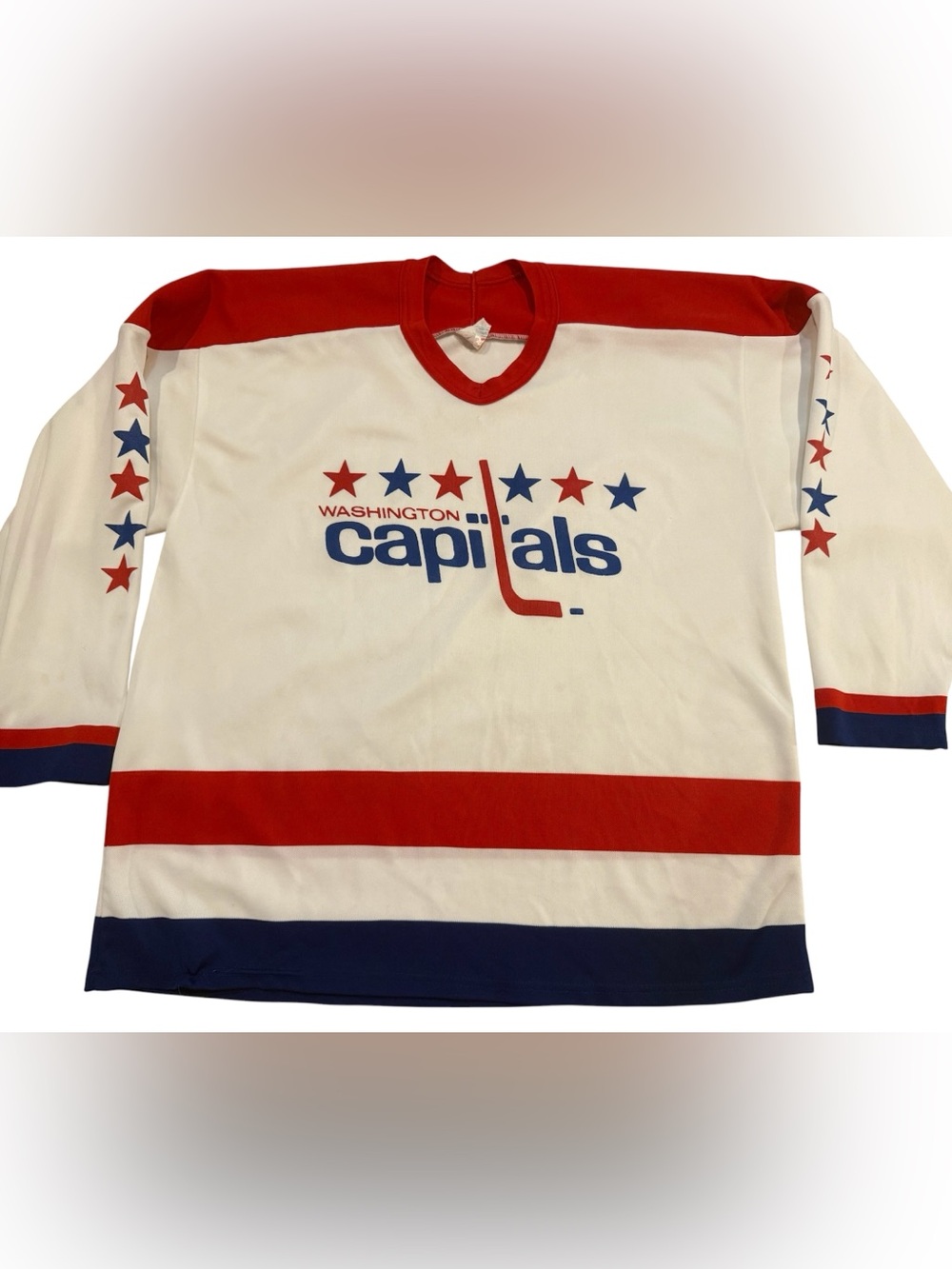 Washington DC Capitals Hockey Jersey Size XL White Red Blue Maska
